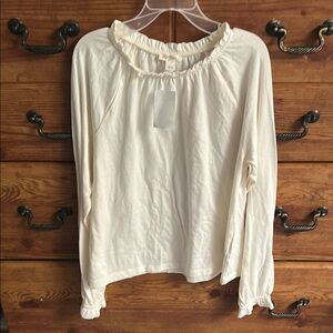 Crewcuts Cream Ruffled Blouse with Full Sleeves